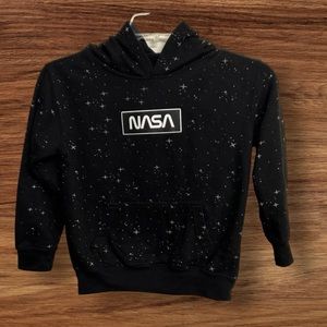 88 Brand NASA Youth Sweatshirt Pullover Hooded Black With Stars Youth Large (14)
